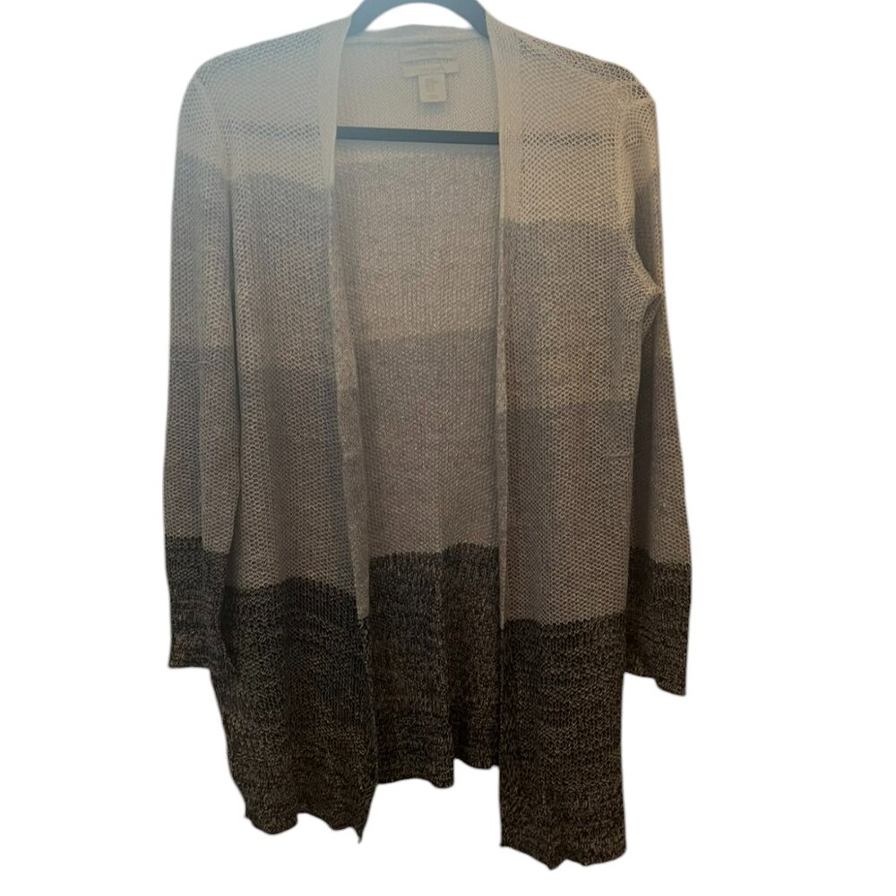 Women's Christian Siriano Open‎ Front Linen Striped Cardigan Size XS